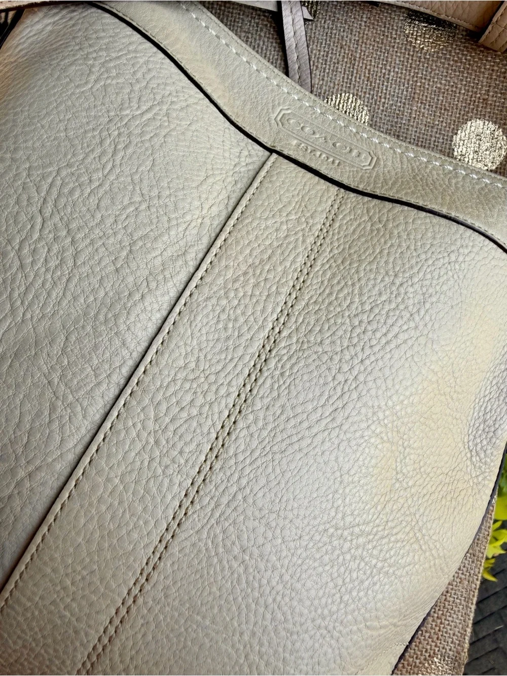 Vintage Coach Legacy Pebble Leather Crossbody Sling Shoulder Bag Purse Beige